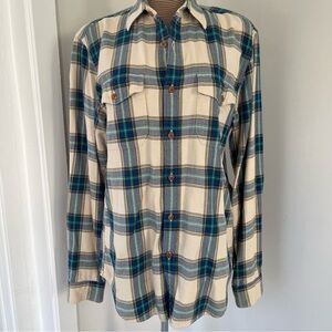 J. Crew Vintage Men's Herringbone Plaid Button-Up Shirt Cotton Size M EUC